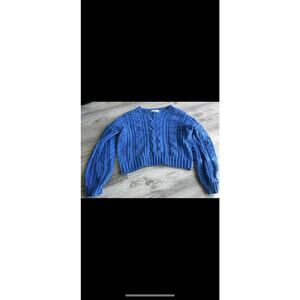 Women Junior Blue Crop Sweater Pink Rose Brand Long Sleeves Soft Warm #478